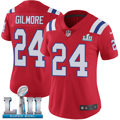 Nike Patriots #24 Stephon Gilmore Red Alternate Super Bowl LII Women's Stitched NFL Vapor Untouchable Limited Jersey - Click Image to Close